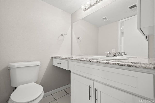 bathroom featuring tile patterned floors, vanity, and toilet