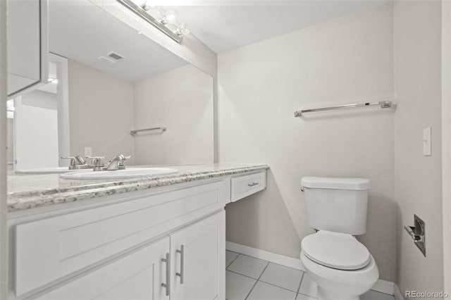 bathroom featuring toilet, vanity, and tile patterned floors