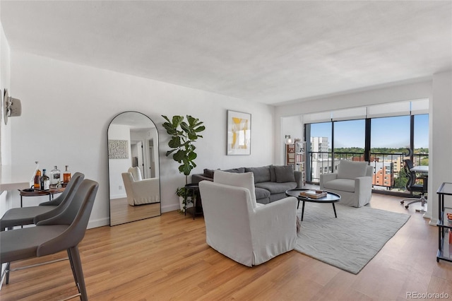 living room with light hardwood / wood-style floors