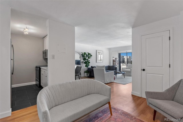 living room with hardwood / wood-style flooring