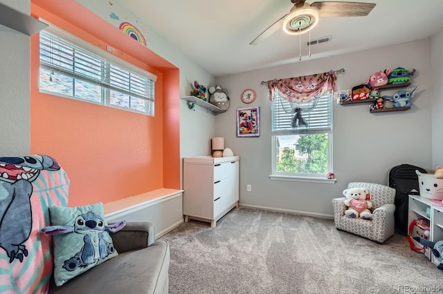 24748 E Layton Pl, Aurora, CO 80016 - sitting room with carpet floors and ceiling fan