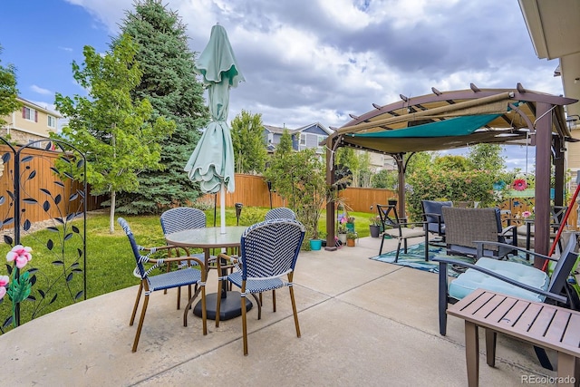 24748 E Layton Pl, Aurora, CO 80016 - fenced backyard with outdoor dining area, a patio area, and a pergola