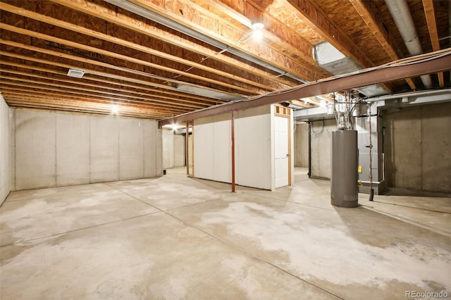 basement with water heater