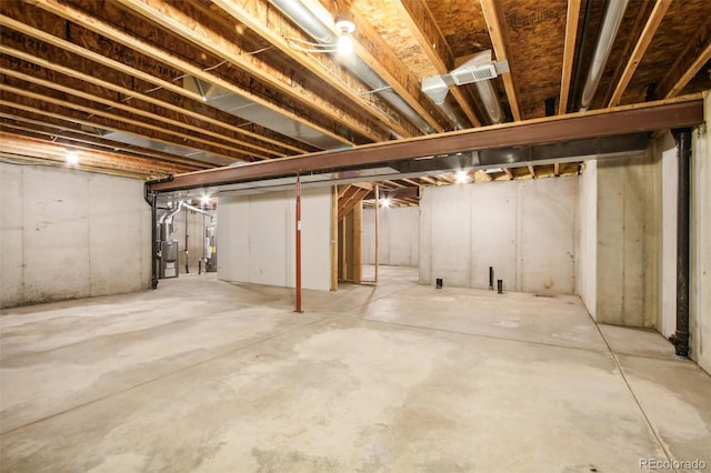 basement with water heater