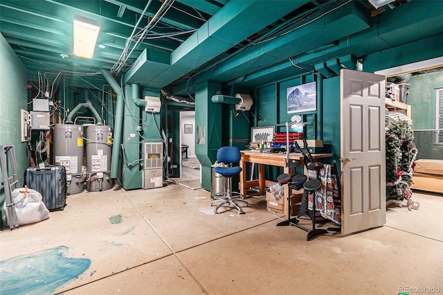 6940 Saddleback Ave, Firestone, CO 80504 - unfinished basement featuring water heater and heating unit