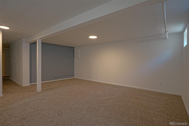 basement with carpet