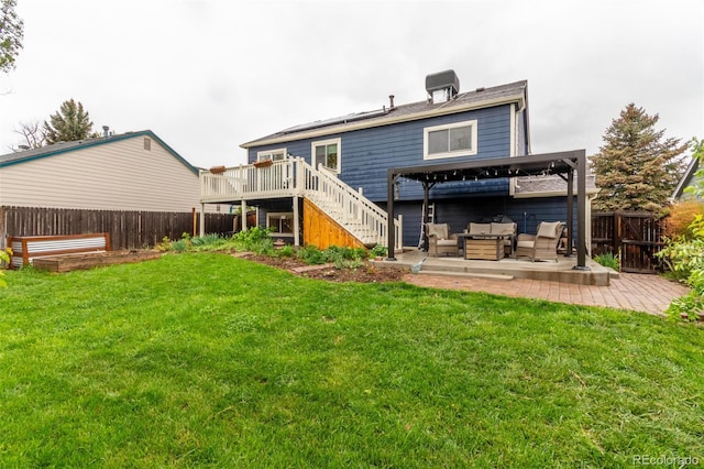 10370 Routt St, Westminster, CO 80021 - back of property with an outdoor hangout area, a patio, a deck, and stairs
