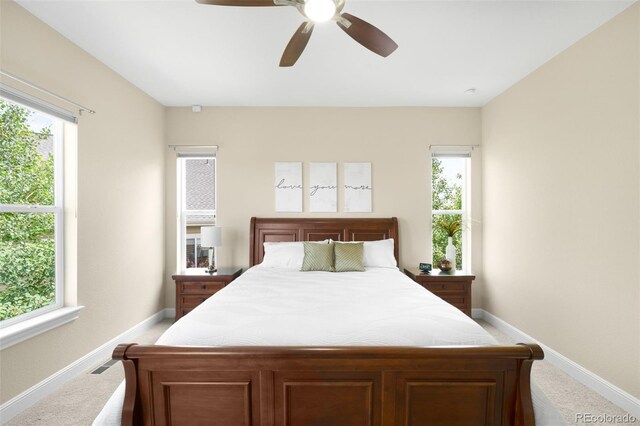15779 W 83rd Pl, Arvada, CO 80007 - carpeted bedroom featuring baseboards, multiple windows, and ceiling fan