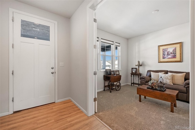 entrance foyer with light hardwood / wood-style floors