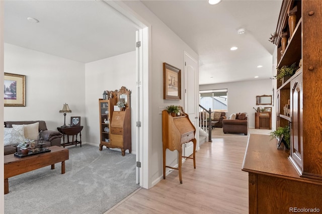 interior space with light hardwood / wood-style floors