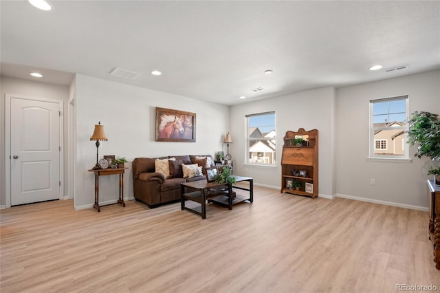 living room featuring light hardwood / wood-style flooring