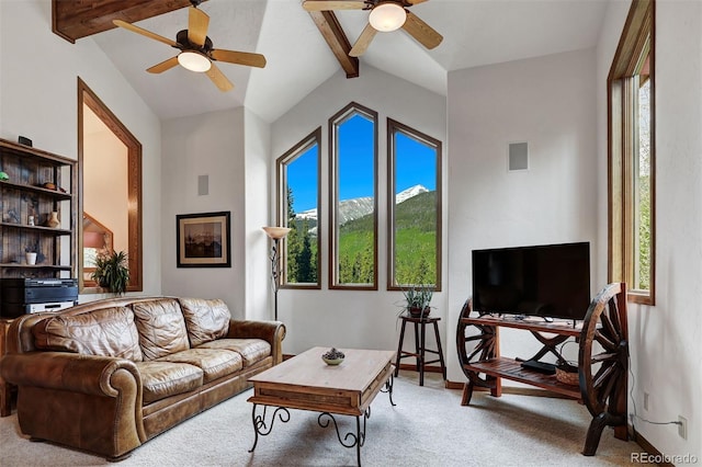 322 Davis Ct, Breckenridge, CO 80424 - carpeted living room featuring ceiling fan