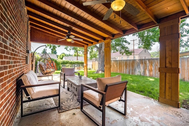 view of patio with ceiling fan