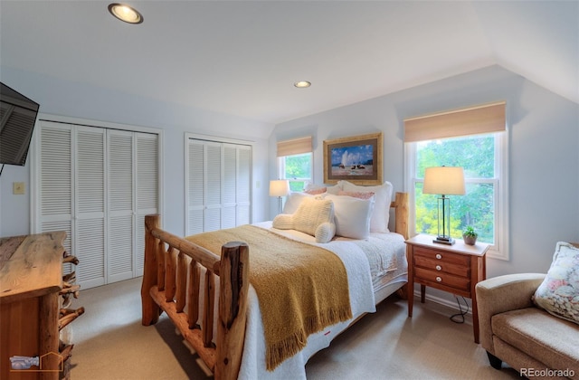 3737 26th St, Boulder, CO 80304 - bedroom with two closets, light carpet, and recessed lighting