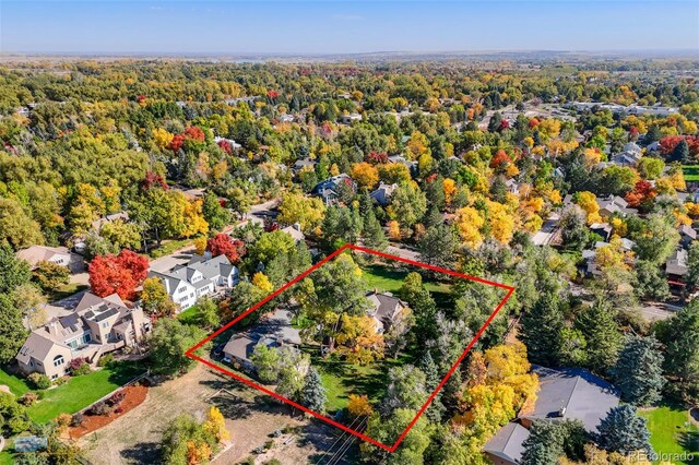 3737 26th St, Boulder, CO 80304 - aerial perspective of suburban area featuring a forest and property boundaries highlighted