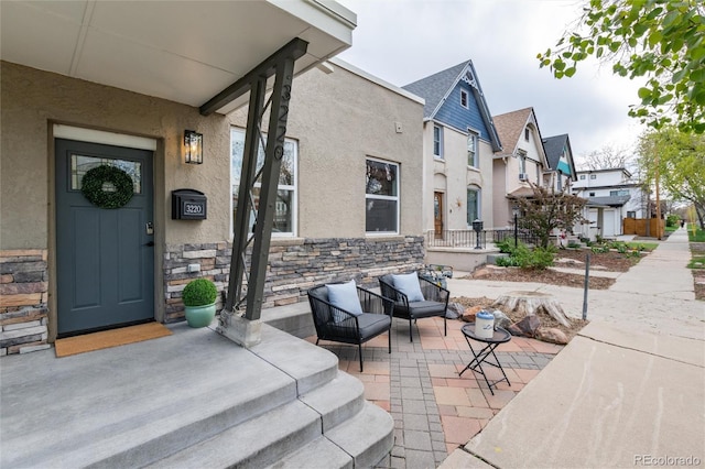 view of patio featuring a residential view