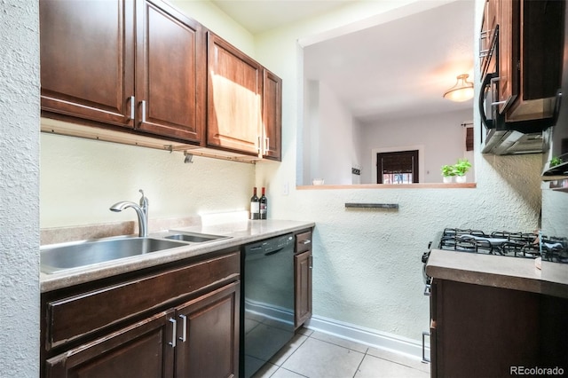 22 E Bayaud Ave, Denver, CO 80209 - kitchen featuring dishwasher, light tile patterned floors, a textured wall, light countertops, and stainless steel microwave