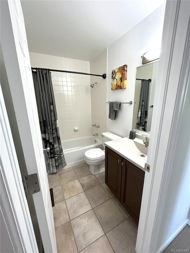 4676 White Rock Cir Unit 12, Boulder, CO 80301 - bathroom with vanity, shower / bathtub combination with curtain, and tile patterned floors