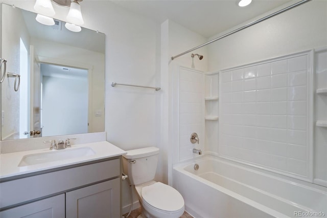 full bathroom featuring vanity, toilet, and shower / bathtub combination