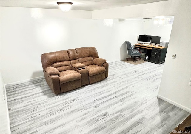4383 S Eagle Cir, Aurora, CO 80015 - living room featuring wood finished floors, an office area, and baseboards