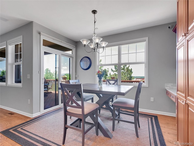 2485 Greensborough Cir, Highlands Ranch, CO 80129 - dining area featuring light wood-style floors and a chandelier