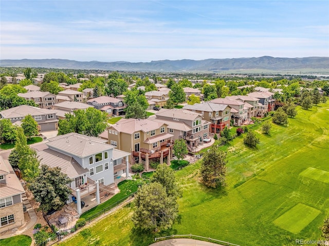2485 Greensborough Cir, Highlands Ranch, CO 80129 - aerial perspective of suburban area featuring mountains and a local golf course