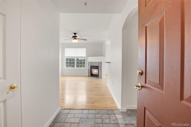 hall with light hardwood / wood-style flooring