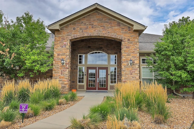 entrance to property with french doors