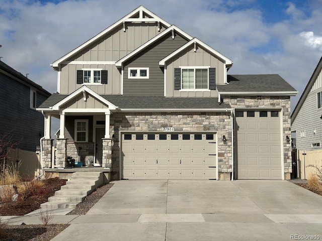 craftsman inspired home featuring a garage