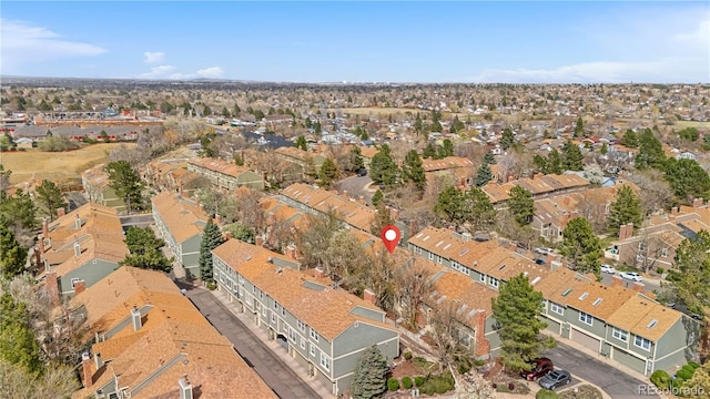 birds eye view of property with a residential view