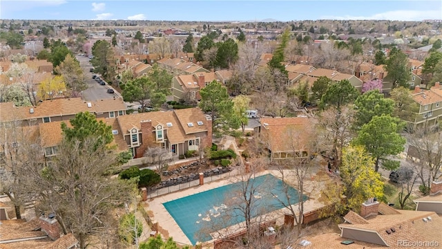 drone / aerial view with a residential view