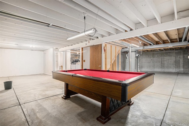523 E Long Ct, Littleton, CO 80122 - game room with unfinished concrete flooring, billiards table, and washer and dryer