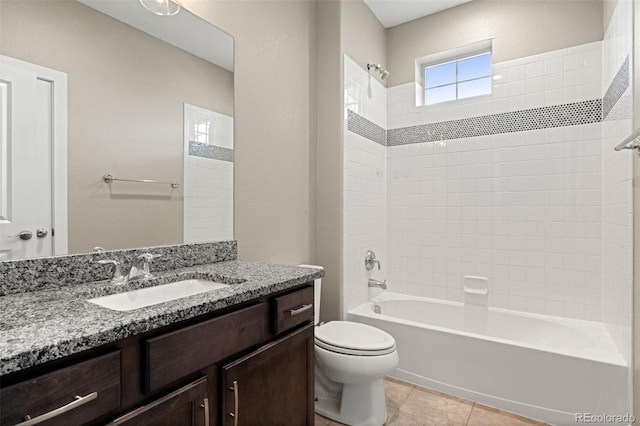 6129 E 143rd Ave, Thornton, CO 80602 - bathroom featuring vanity, tub / shower combination, and tile patterned floors