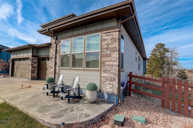 exterior space featuring a garage