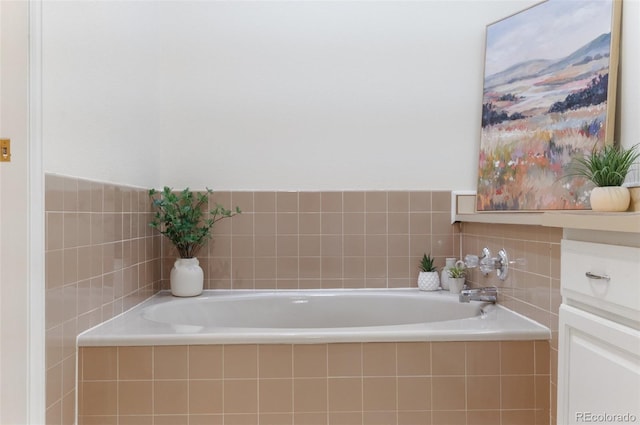 bathroom with a garden tub