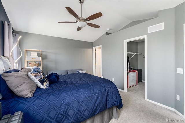 4797 Flower St, Wheat Ridge, CO 80033 - carpeted bedroom featuring lofted ceiling, a spacious closet, baseboards, a closet, and a ceiling fan