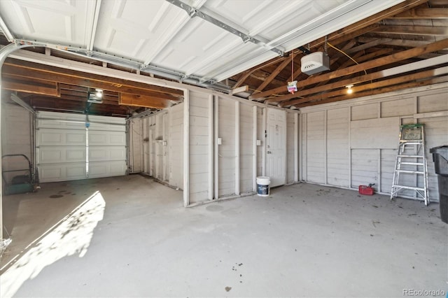 garage with a garage door opener