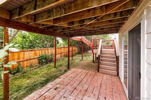 9371 Princeton Ln, Highlands Ranch, CO 80130 - fenced backyard featuring stairway and a patio area