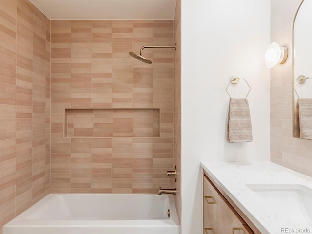 full bathroom featuring shower / bath combination and vanity