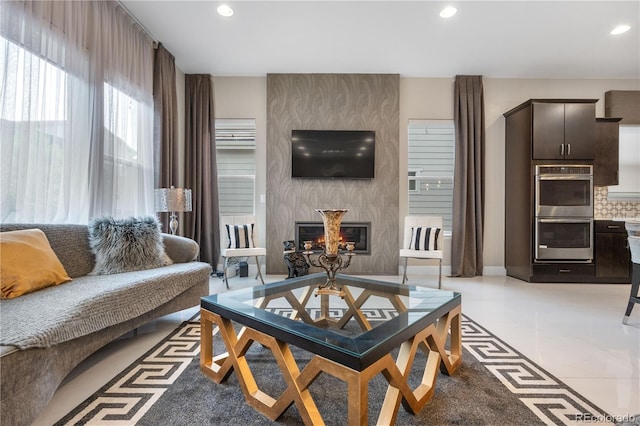 11193 Mission Walk St, Parker, CO 80134 - living room with recessed lighting and a large fireplace