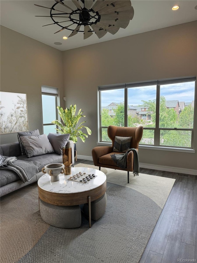 9715 Taylor River Cir, Littleton, CO 80125 - living room featuring wood finished floors and recessed lighting