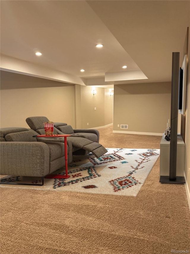 9715 Taylor River Cir, Littleton, CO 80125 - living room featuring carpet floors and recessed lighting