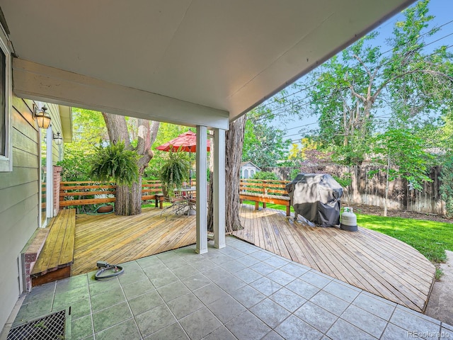 2609 S Dahlia St, Denver, CO 80222 - wooden deck featuring a fenced backyard and grilling area