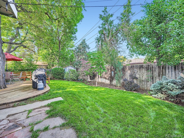 2609 S Dahlia St, Denver, CO 80222 - view of yard with a wooden deck