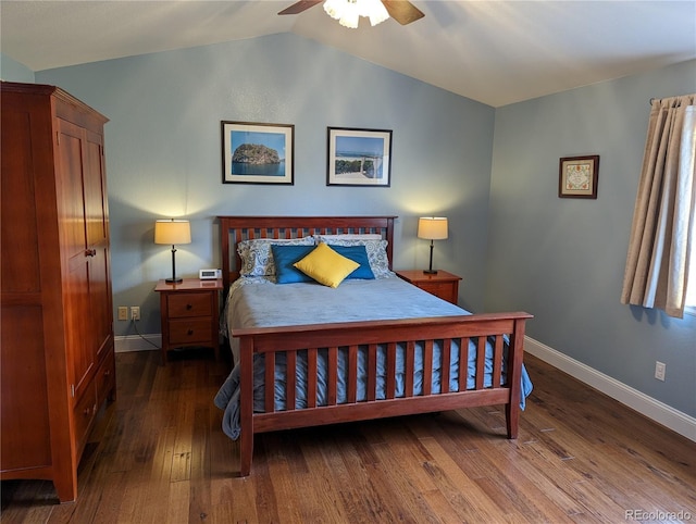 1616 Cedarwood Dr, Longmont, CO 80504 - bedroom with wood finished floors, lofted ceiling, and a ceiling fan