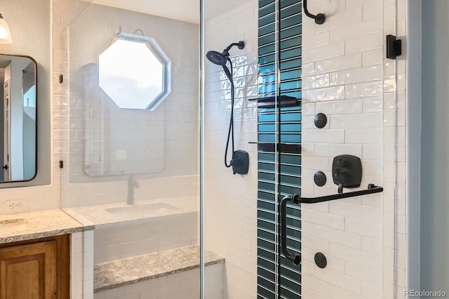 1616 Cedarwood Dr, Longmont, CO 80504 - full bathroom with a stall shower and vanity