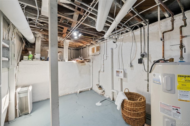 basement with water heater