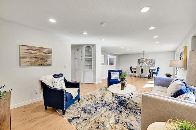 living room featuring light wood-type flooring