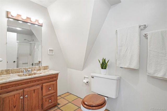 779 High Point Cir, Black Hawk, CO 80422 - bathroom featuring vanity, a shower stall, and toilet