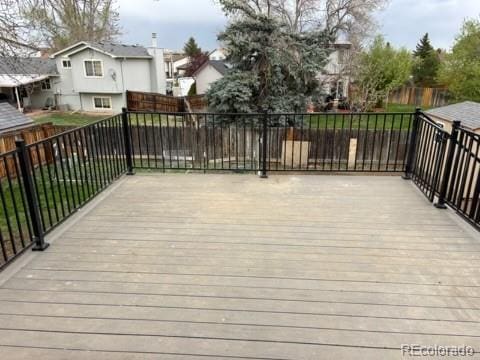 deck with a residential view